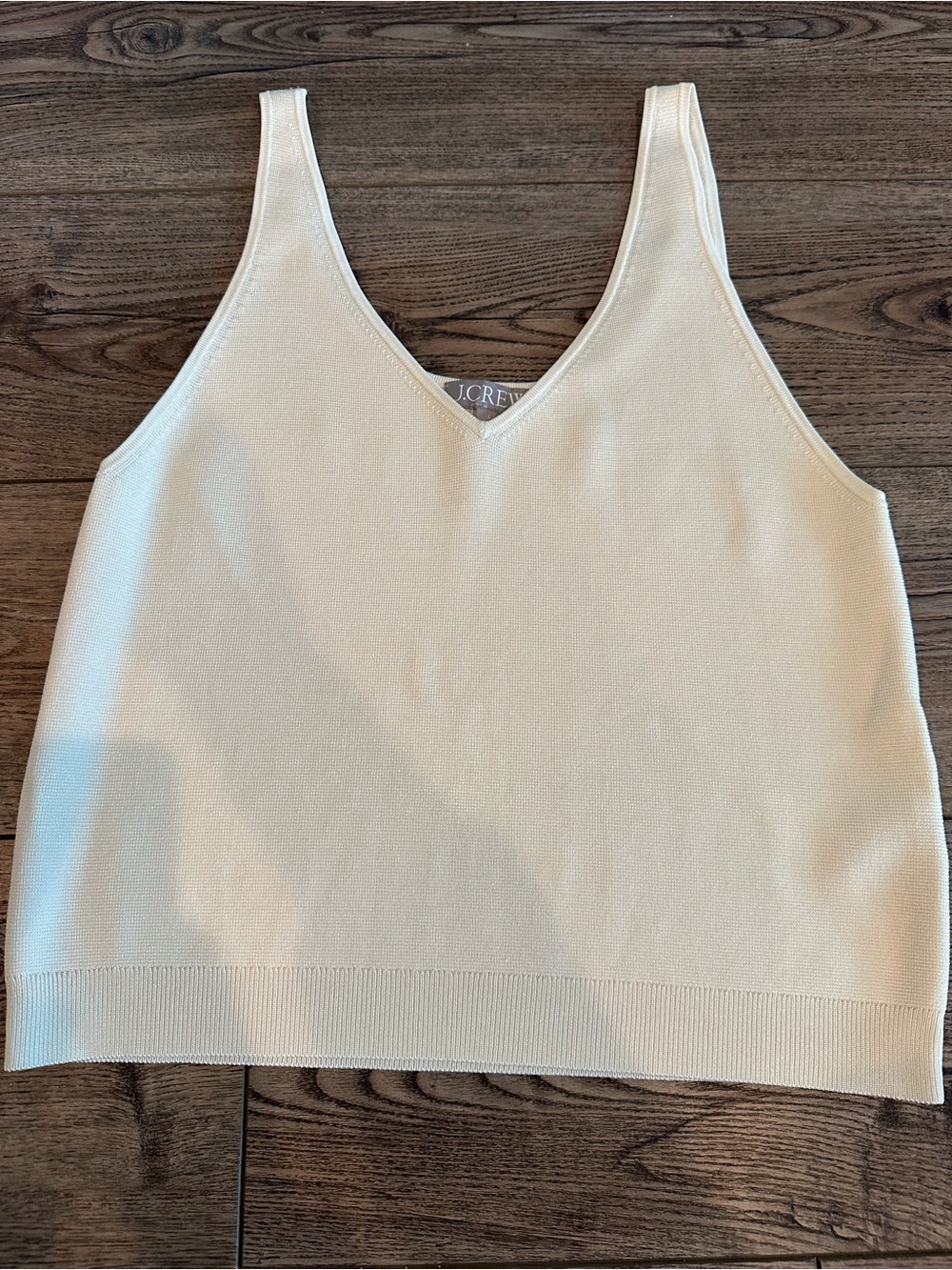 J. Crew Cream V-Neck Knit Tank Top Large